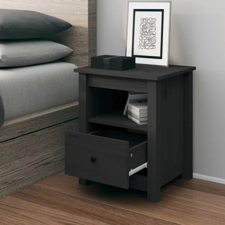 Mesita de noche madera maciza de pino gris 40x35x49 cm de , Mesitas de noche - Ref: Foro24-813713, Precio: 53,32 €, Descuento: %
