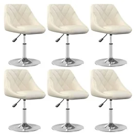 Silla de comedor giratoria 6 uds terciopelo crema de , Sillas de comedor - Ref: Foro24-3088768, Precio: 340,86 €, Descuento: %