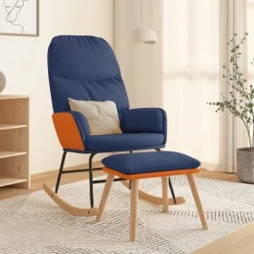 Silla mecedora con reposapiés tela azul de , Mecedoras - Ref: Foro24-3097405, Precio: 148,59 €, Descuento: %