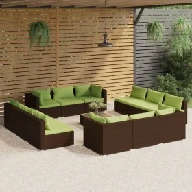 Set muebles de jardín 13 pzas y cojines ratán sintético marrón de , Conjuntos de jardín - Ref: Foro24-3101596, Precio: 1,00 €...