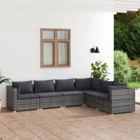 Set de muebles de jardín 6 pzas y cojines ratán sintético gris de , Conjuntos de jardín - Ref: Foro24-3101717, Precio: 713,52...