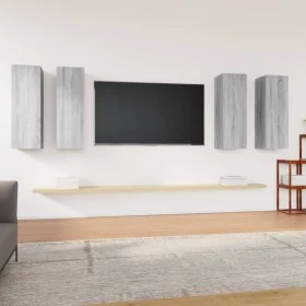 Muebles TV 4 uds madera contrachapada gris Sonoma 30,5x30x90 cm de , Muebles TV - Ref: Foro24-3120330, Precio: 163,36 €, Desc...