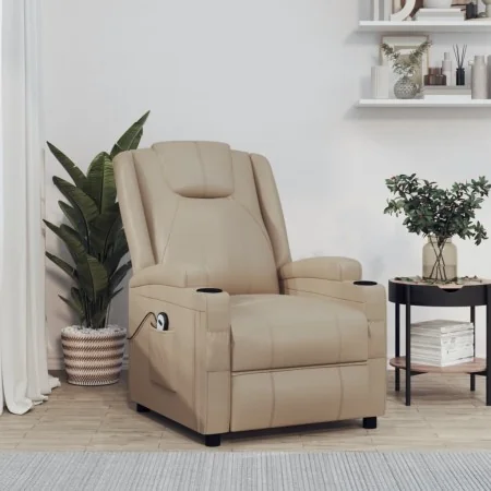 Sillón elevable cuero sintético color capuchino de , Sillones - Ref: Foro24-3124574, Precio: 347,79 €, Descuento: %