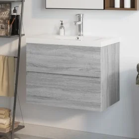 Mueble de baño con lavabo madera contrachapada gris Sonoma de , Tocadores de baño - Ref: Foro24-3152871, Precio: 192,46 €, De...