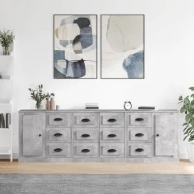 Aparadores 3 piezas madera contrachapada gris hormigón von , Sideboards - Ref: Foro24-3185291, Preis: 316,62 €, Rabatt: %