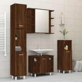 Set de muebles de baño 4 pzas madera contrachapada marrón roble de , Muebles de baño - Ref: Foro24-3187614, Precio: 235,03 €,...