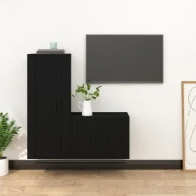 Set de muebles para TV 2 piezas madera contrachapada negro de , Muebles TV - Ref: Foro24-3188719, Precio: 102,35 €, Descuento: %