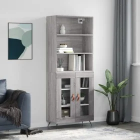 Aparador alto madera contrachapada gris sonoma 69,5x34x180 cm de , Aparadores - Ref: Foro24-3189291, Precio: 145,13 €, Descue...