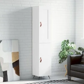 Aparador alto madera contrachapada blanco 34,5x34x180 cm de , Aparadores - Ref: Foro24-3200105, Precio: 105,35 €, Descuento: %
