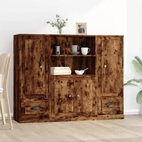 Aparador alto 3 piezas madera contrachapada roble ahumado by , Sideboards - Ref: Foro24-3185316, Price: 214,23 €, Discount: %