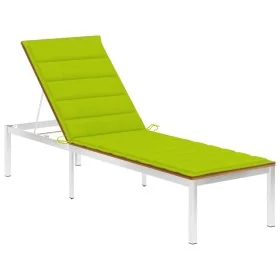 Tumbona con cojín madera maciza de acacia y acero inoxidable von , Liegen - Ref: Foro24-3061469, Preis: 241,78 €, Rabatt: %