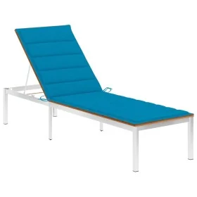 Tumbona con cojín madera maciza de acacia y acero inoxidable von , Liegen - Ref: Foro24-3061462, Preis: 240,67 €, Rabatt: %