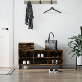 Mueble zapatero madera contrachapada roble ahumado 102x36x60 cm de , Zapateros y organizadores de calzado - Ref: Foro24-83137...