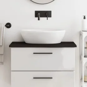 Encimera baño madera maciza tratada marrón oscuro 80x30x2 cm by , Countertops - Ref: Foro24-3156209, Price: 34,07 €, Discount: %