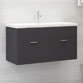 Armario para lavabo madera contrachapada gris 90x38,5x46 cm de , Muebles de baño - Ref: Foro24-804667, Precio: 48,81 €, Descu...