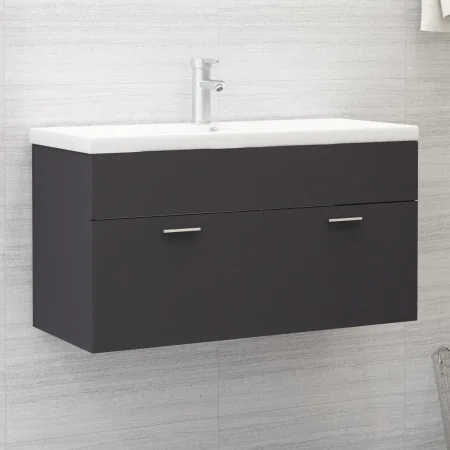 Armario para lavabo madera contrachapada gris 90x38,5x46 cm de , Muebles de baño - Ref: Foro24-804667, Precio: 48,81 €, Descu...