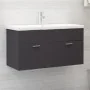 Armario para lavabo madera contrachapada gris 90x38,5x46 cm de , Muebles de baño - Ref: Foro24-804667, Precio: 48,81 €, Descu...