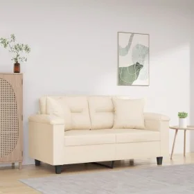 Sofá de 2 plazas con cojines tela de microfibra beige 120 cm de , Sofás - Ref: Foro24-3200970, Precio: 263,22 €, Descuento: %