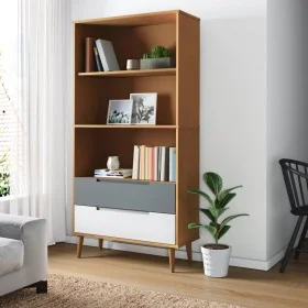 Librería MOLDE madera maciza de pino marrón 85x35x170,5 cm de , Librerías y estanterías - Ref: Foro24-350540, Precio: 113,05 ...
