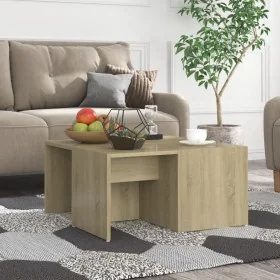 Mesas de centro 4 pzas contrachapada roble Sonoma 33x33x33 cm by , Coffee table - Ref: Foro24-806816, Price: 50,42 €, Discoun...