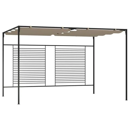 Cenador con techo retráctil gris taupe 3x4x2,3 m 180 g/m² de , Carpas y cenadores - Ref: Foro24-313624, Precio: 302,46 €, Des...