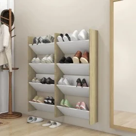 Zapateros de pared 4uds contrachapada blanco y roble 60x18x60cm de , Zapateros y organizadores de calzado - Ref: Foro24-80673...