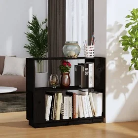 Estantería/divisor de espacios madera de pino negro 80x25x70 cm de , Librerías y estanterías - Ref: Foro24-814053, Precio: 50...