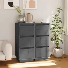 Aparador 2 uds madera maciza de pino gris 32x34x75 cm by , Sideboards - Ref: Foro24-813370, Price: 100,67 €, Discount: %