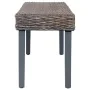 Banco de ratán kubu y madera maciza de mango gris 110 cm de , Bancos de comedor y cocina - Ref: Foro24-285789, Precio: 86,58 ...