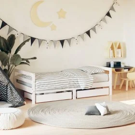 Estructura cama infantil y cajones madera pino blanco 80x160 cm de , Cunas y camas para niños - Ref: Foro24-834445, Precio: 1...