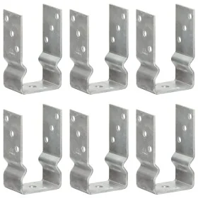 Anclajes de valla 6 uds acero galvanizado plateado 8x6x15 cm by , Spikes for anchoring in the ground - Ref: Foro24-145330, Pr...