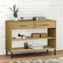 Armario consola patas de metal madera maciza pino marrón OSLO by , Side tables - Ref: Foro24-351003, Price: 74,80 €, Discount: %