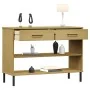 Armario consola patas de metal madera maciza pino marrón OSLO by , Side tables - Ref: Foro24-351003, Price: 74,80 €, Discount: %