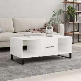 Mesa de centro madera contrachapada blanco brillo 102x50x40 cm by , Coffee table - Ref: Foro24-829326, Price: 59,60 €, Discou...