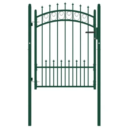 Puerta de valla con picos acero verde 100x125 cm by , garden gates - Ref: Foro24-146384, Price: 137,89 €, Discount: %