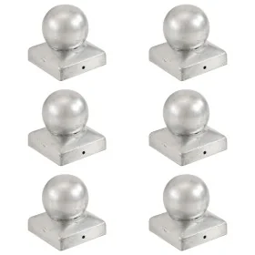 Tapas para postes 6 uds metal galvanizado globo final 71x71 mm by , Accessories for gates and fences - Ref: Foro24-145497, Pr...