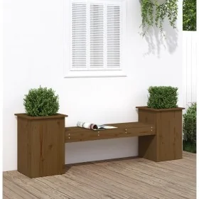 Banco con jardineras madera pino marrón miel 184,5x39,5x56,5 cm de , Bancos de jardín - Ref: Foro24-825173, Precio: 146,36 €,...