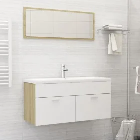 Set de muebles de baño madera ingeniería blanco y roble Sonoma de , Muebles de baño - Ref: Foro24-3071347, Precio: 345,37 €, ...