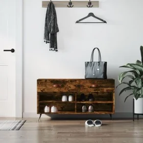 Banco zapatero madera de ingeniería roble ahumado 102x35x55 cm de , Zapateros y organizadores de calzado - Ref: Foro24-829713...