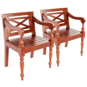 Sillas Batavia 2 unidades madera maciza de caoba marrón oscuro de , Sillas de comedor - Ref: Foro24-246965, Precio: 188,83 €,...