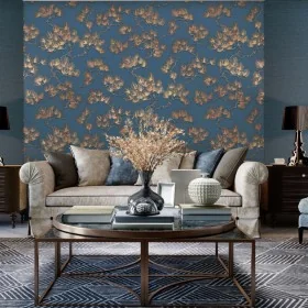 DUTCH WALLCOVERINGS Papel de pared pino dorado y azul de , Papel pintado - Ref: Foro24-437401, Precio: 39,64 €, Descuento: %