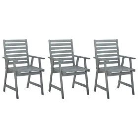 Sillas de comedor de jardín 3 uds madera maciza de acacia gris de , Sillas de jardín - Ref: Foro24-312416, Precio: 255,78 €, ...