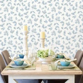 Evergreen Papel pintado Leaves blanco y azul de , Papel pintado - Ref: Foro24-434269, Precio: 31,96 €, Descuento: %