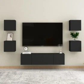 Set de muebles de salón TV 6 pzas madera de ingeniería negro de , Muebles TV - Ref: Foro24-3078765, Precio: 160,74 €, Descuen...
