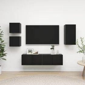 Set de muebles de TV 5 piezas madera contrachapada negro de , Muebles TV - Ref: Foro24-3078800, Precio: 138,63 €, Descuento: %