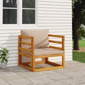 Sillón de jardín madera maciza acacia con cojines gris taupe von , Modulare Sofas für den Außenbereich - Ref: Foro24-360007, ...