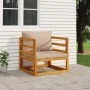 Sillón de jardín madera maciza acacia con cojines gris taupe von , Modulare Sofas für den Außenbereich - Ref: Foro24-360007, ...