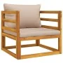 Sillón de jardín madera maciza acacia con cojines gris taupe von , Modulare Sofas für den Außenbereich - Ref: Foro24-360007, ...