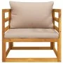 Sillón de jardín madera maciza acacia con cojines gris taupe von , Modulare Sofas für den Außenbereich - Ref: Foro24-360007, ...