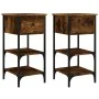Mesitas noche 2 uds madera ingeniería roble ahumado 34x36x70 cm by , Nightstands - Ref: Foro24-825978, Price: 78,80 €, Discou...